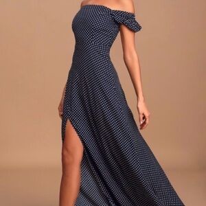 Lulu’s Navy Blue Polka Dot Dress